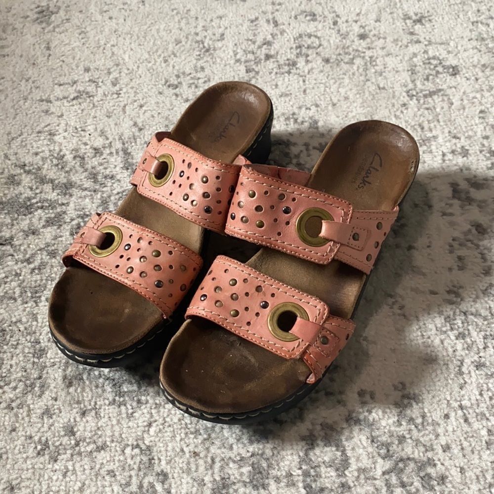 clarks bendables leather platform sandals size 10‎